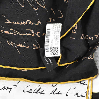 Hermes Silk Twill Le Pegase D Hermes Giant Scarf 140 Black White Or 6 of 6
