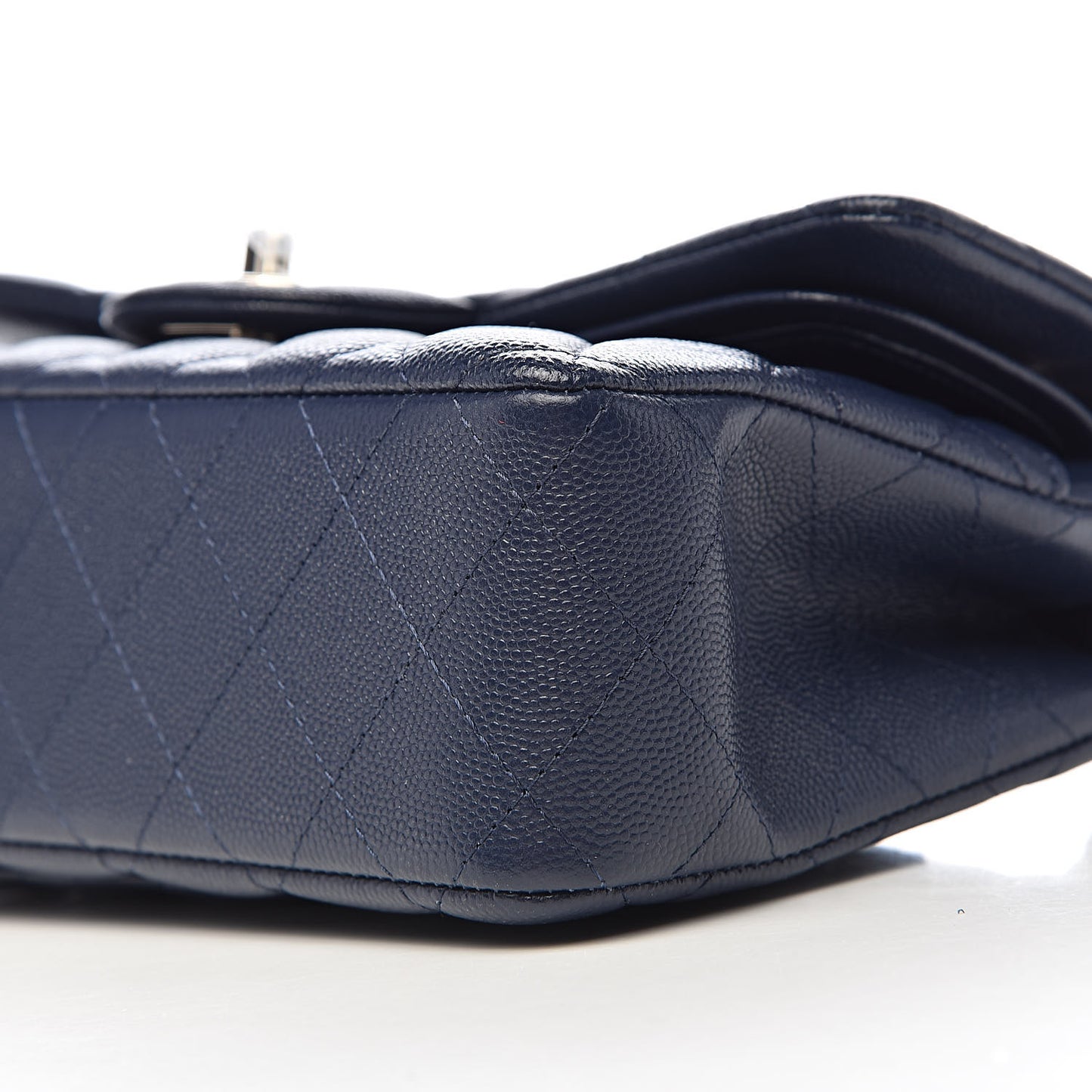 Caviar Quilted Small Double Flap Navy