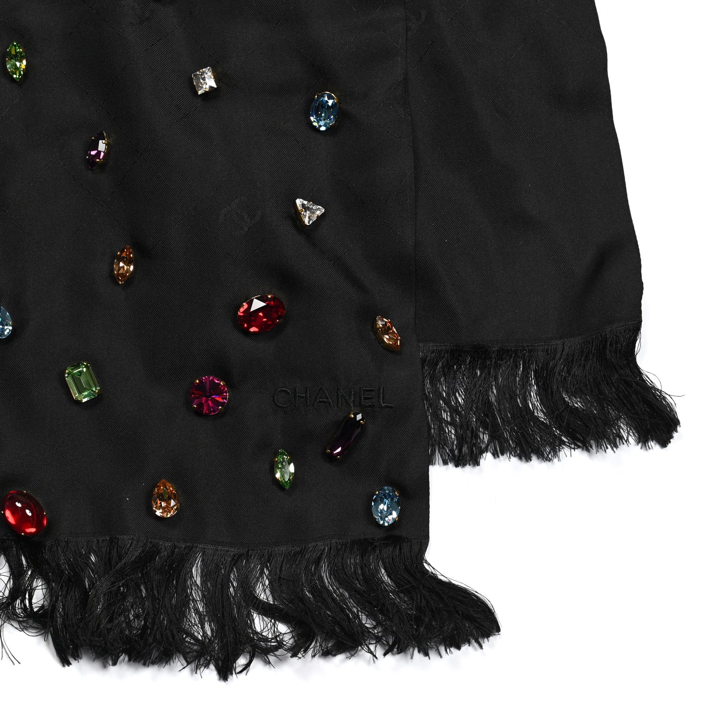 Silk Crystal Scarf Black