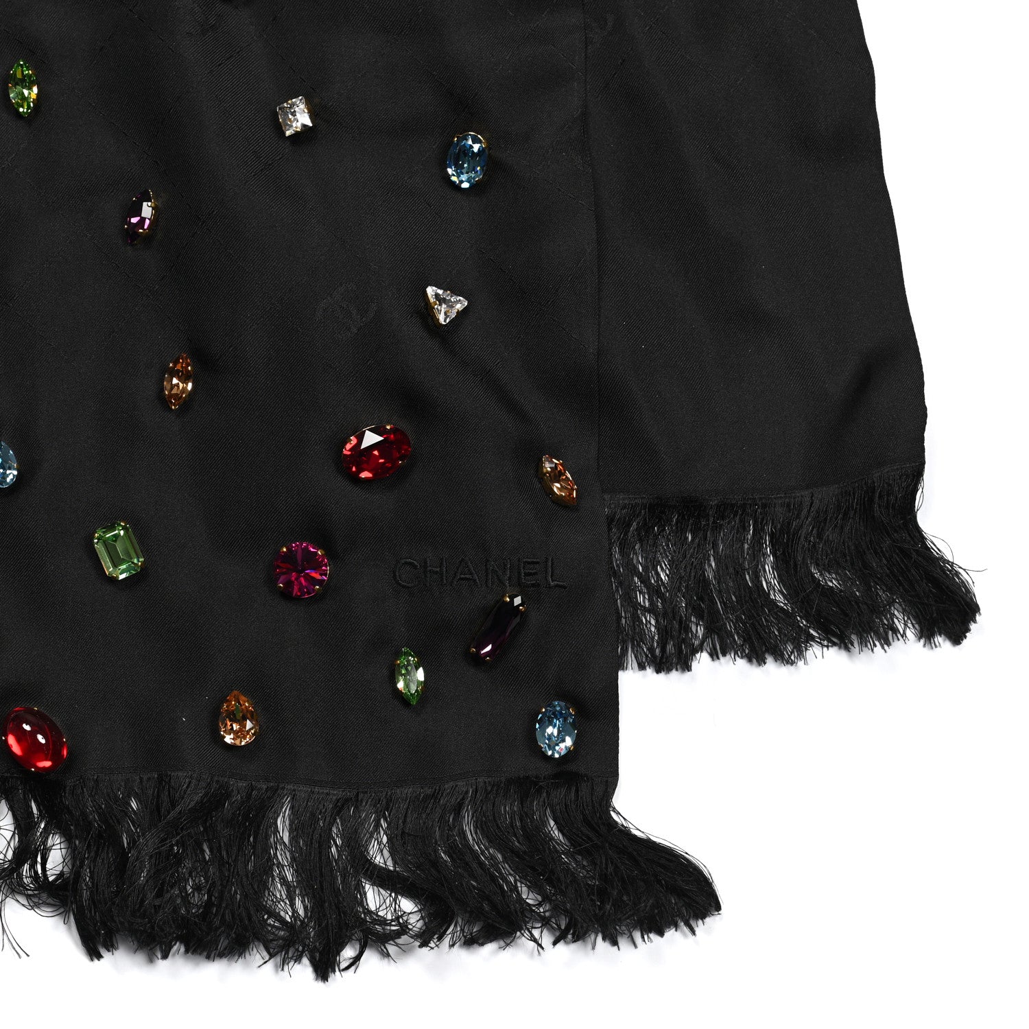 Chanel Silk Crystal Scarf Black 3 of 4