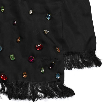 Chanel Silk Crystal Scarf Black 3 of 4