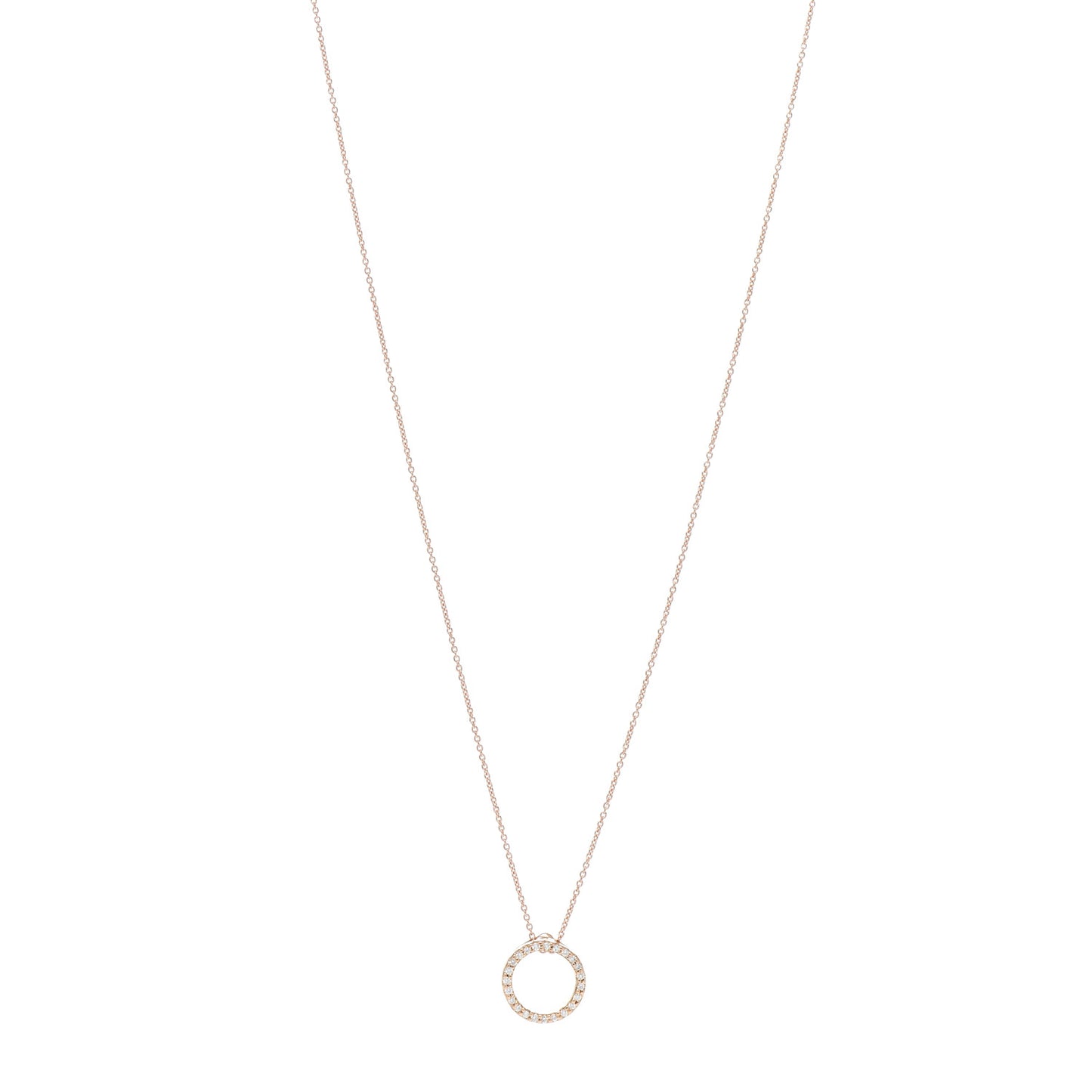 18K Rose Gold Diamond Tiny Treasures Circle Pendant Necklace