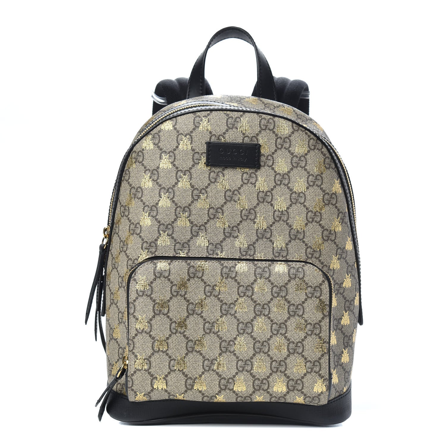 Gucci GG Supreme Monogram Bees Print Small Day Backpack Beige Oro Black 1 of 9