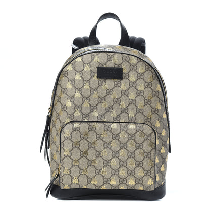 Gucci GG Supreme Monogram Bees Print Small Day Backpack Beige Oro Black 1 of 9