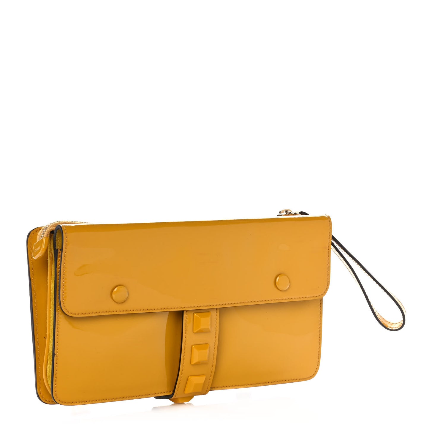 Patent Studded Wristlet Yellow