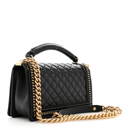 Chanel Lambskin Quilted Medium Top Handle Boy Flap Black 3 of 11