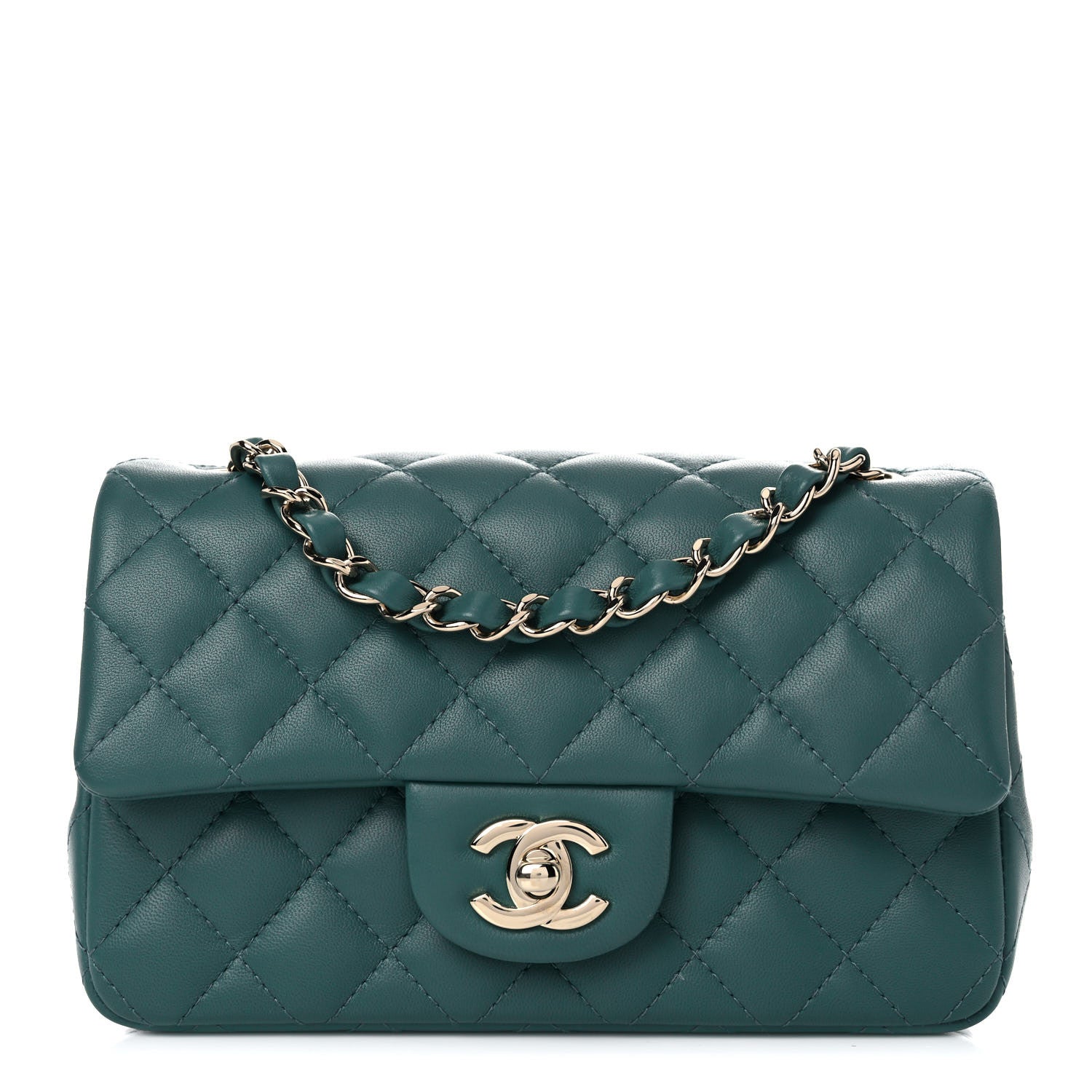 Chanel Lambskin Quilted Mini Rectangular Flap Green 1 of 9