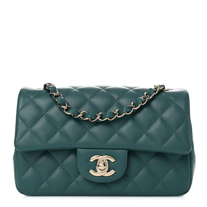 Chanel Lambskin Quilted Mini Rectangular Flap Green 1 of 9