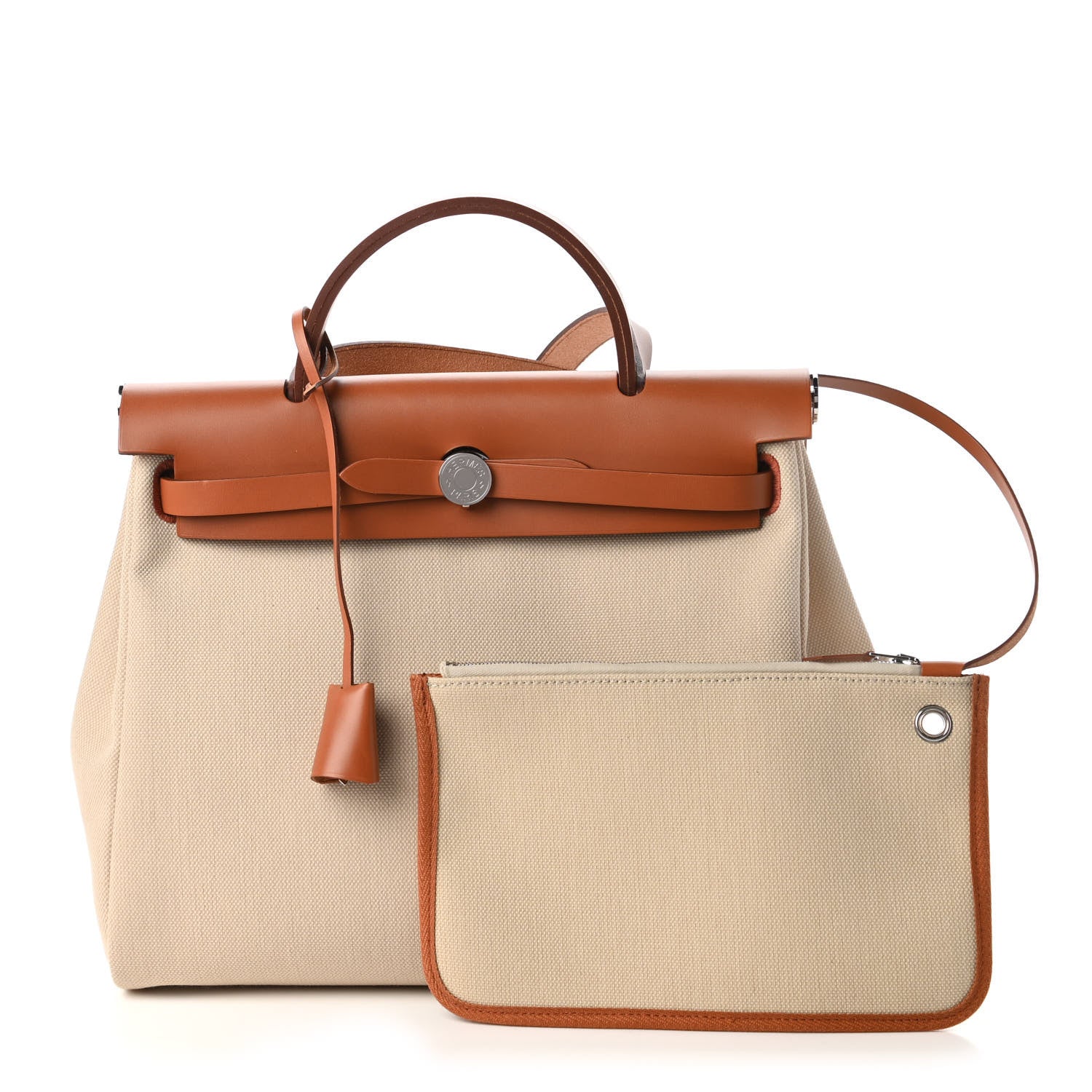 Hermes Vache Hunter Criss Viking Herbag Zip Retourne 31 PM Beton Fauve 1 of 10