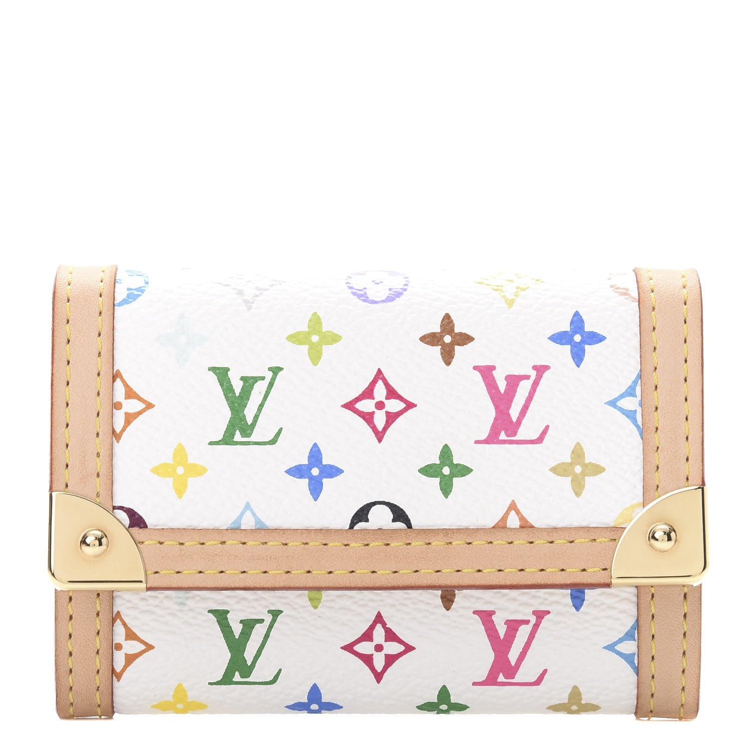 Louis Vuitton Monogram Multicolor Porte-Monnaie Plat Coin Purse White 1 of 8