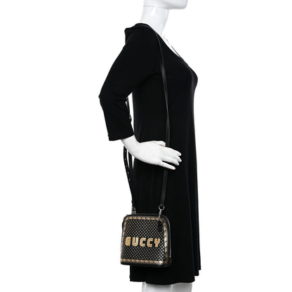 Gucci X SEGA Calfskin GUCCY Stars Mini Dome Shoulder Bag Black Gold 3 of 14