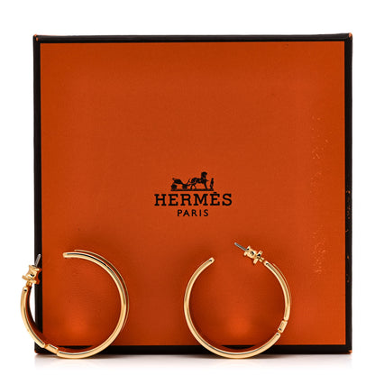 Hermes Madame Calfskin Olympe Hoop Earrings Etoupe 5 of 5