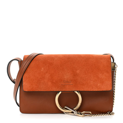 Chloe Suede Calfskin Small Faye Shoulder Bag Tobacco 1 of 12