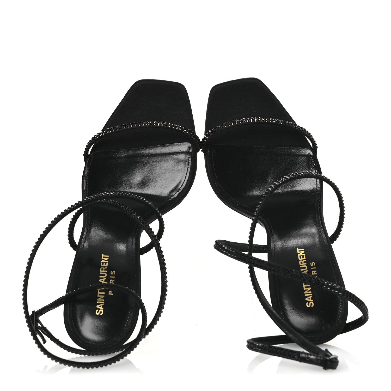 Saint Laurent Satin Crystal Opyum 110 Sandals 42 Black 2 of 11