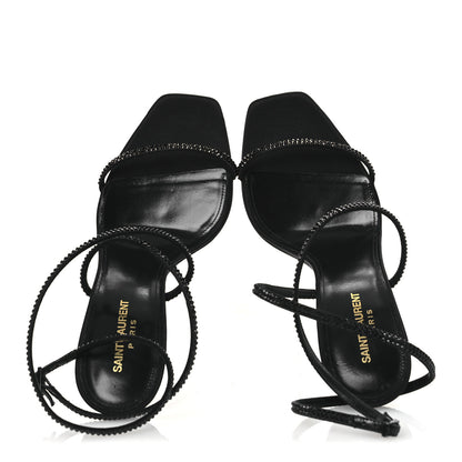 Saint Laurent Satin Crystal Opyum 110 Sandals 42 Black 2 of 11