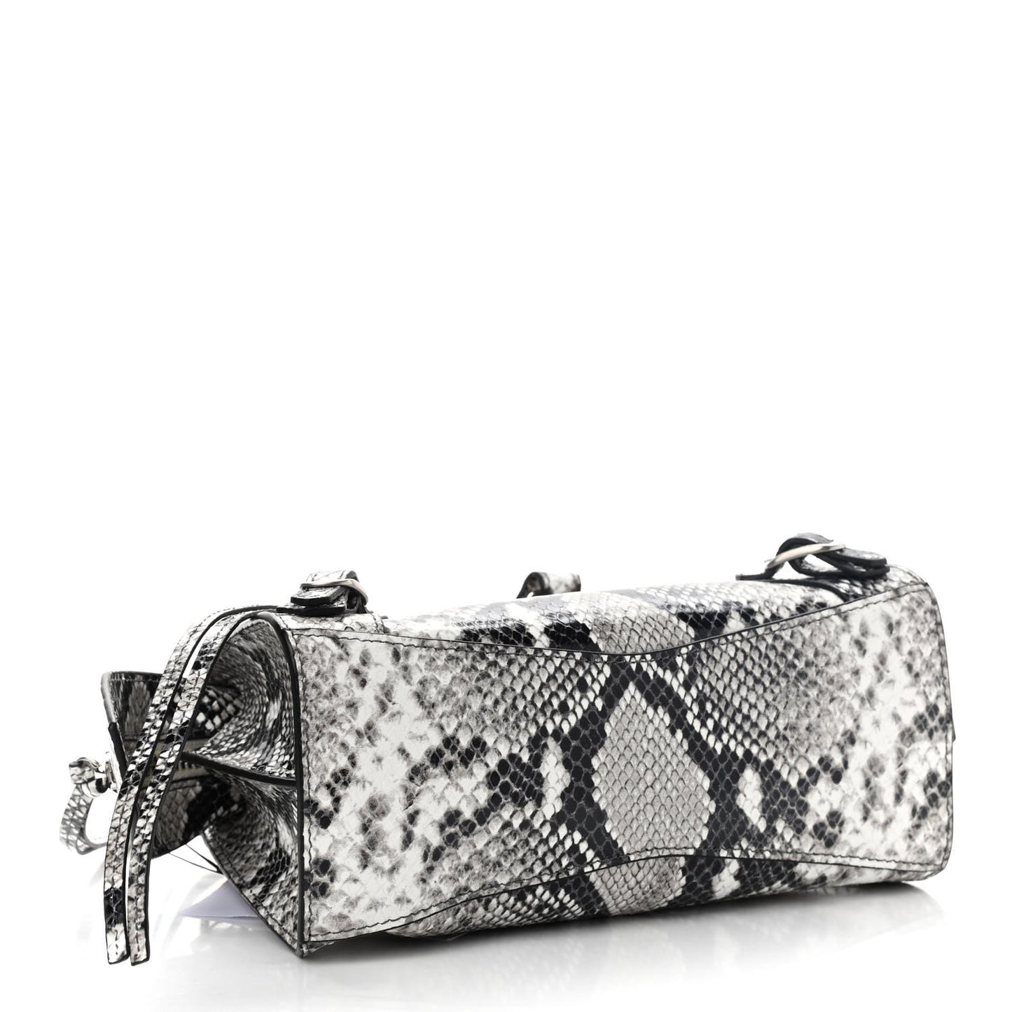 Grained Calfskin Snake Effect Neo Classic Silver Hardware Mini City Black White
