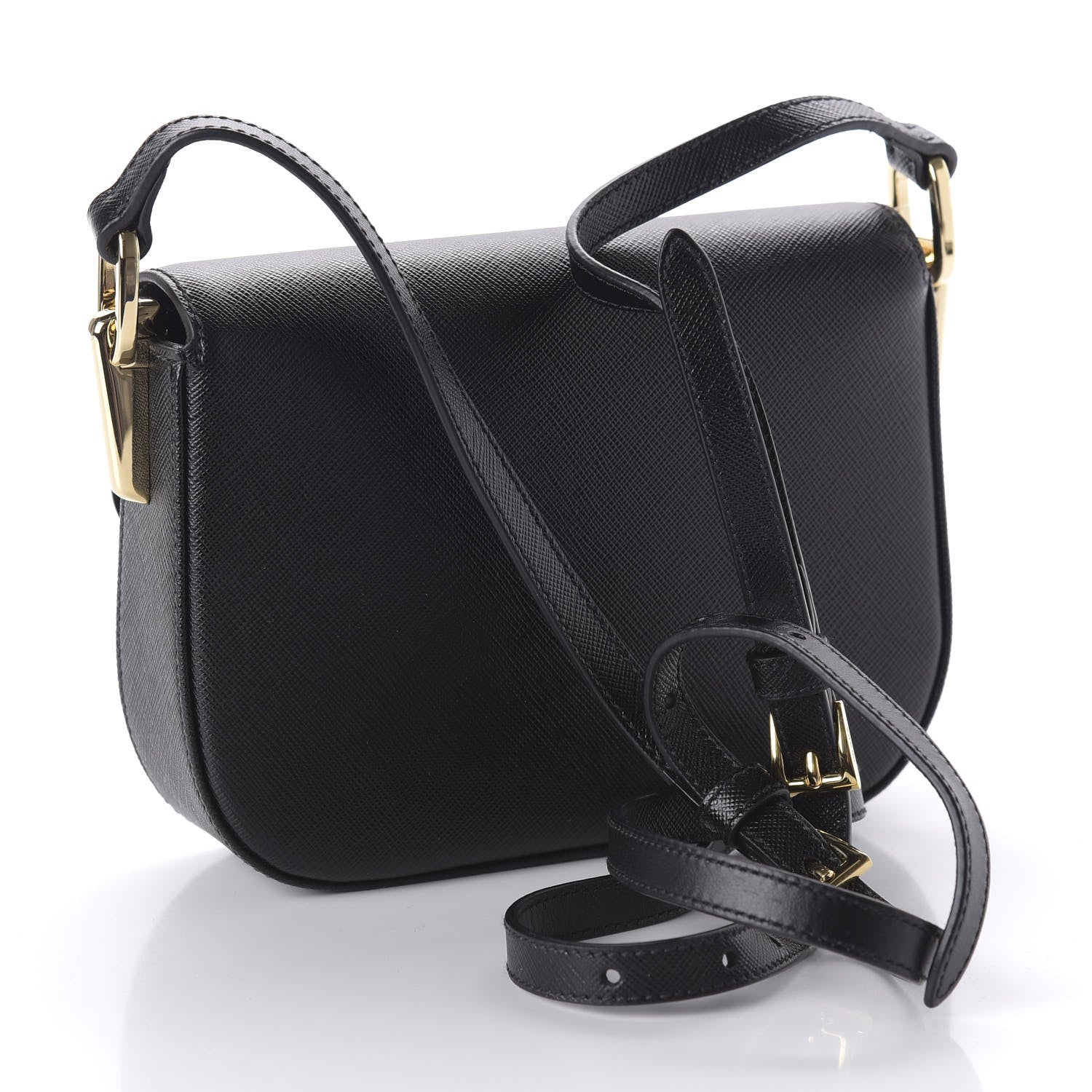 Prada Saffiano Lux Embleme Flap Shoulder Bag Black 3 of 9