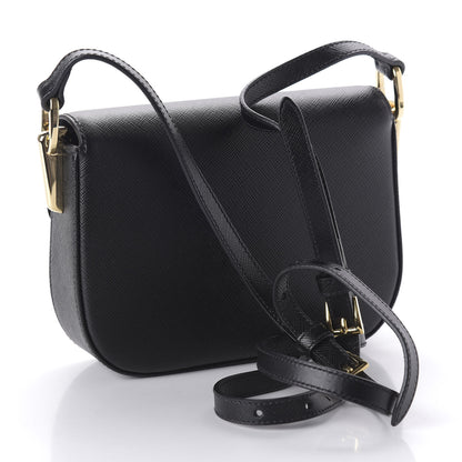 Prada Saffiano Lux Embleme Flap Shoulder Bag Black 3 of 9