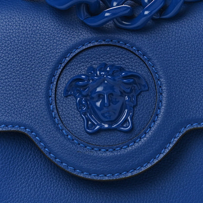 Versace Grained Calfskin Small La Medusa Top Handle Bag Lapis 7 of 9