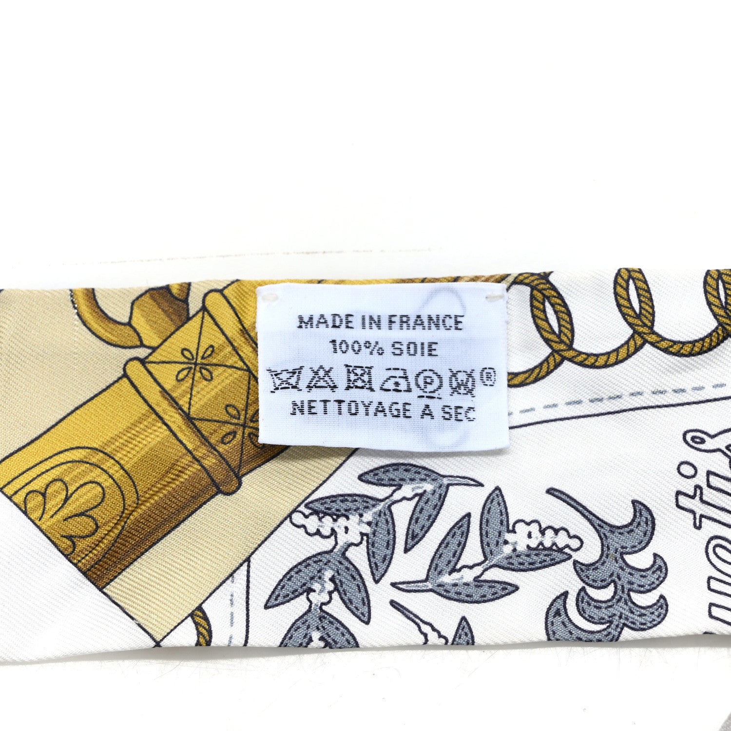 Hermes Silk Cliquetis Twilly White Jaune Clair Dore 4 of 4