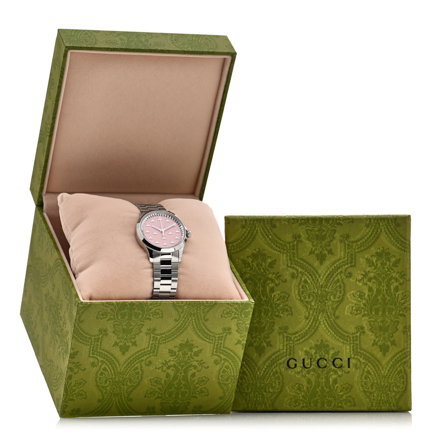 Gucci Stainless Steel 32mm G-Timeless Bee Quartz Watch Pink 6 of 6