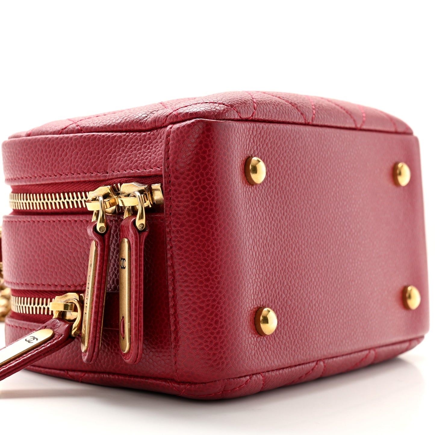 Caviar Quilted Mini Carry Around Bowling Bag Red
