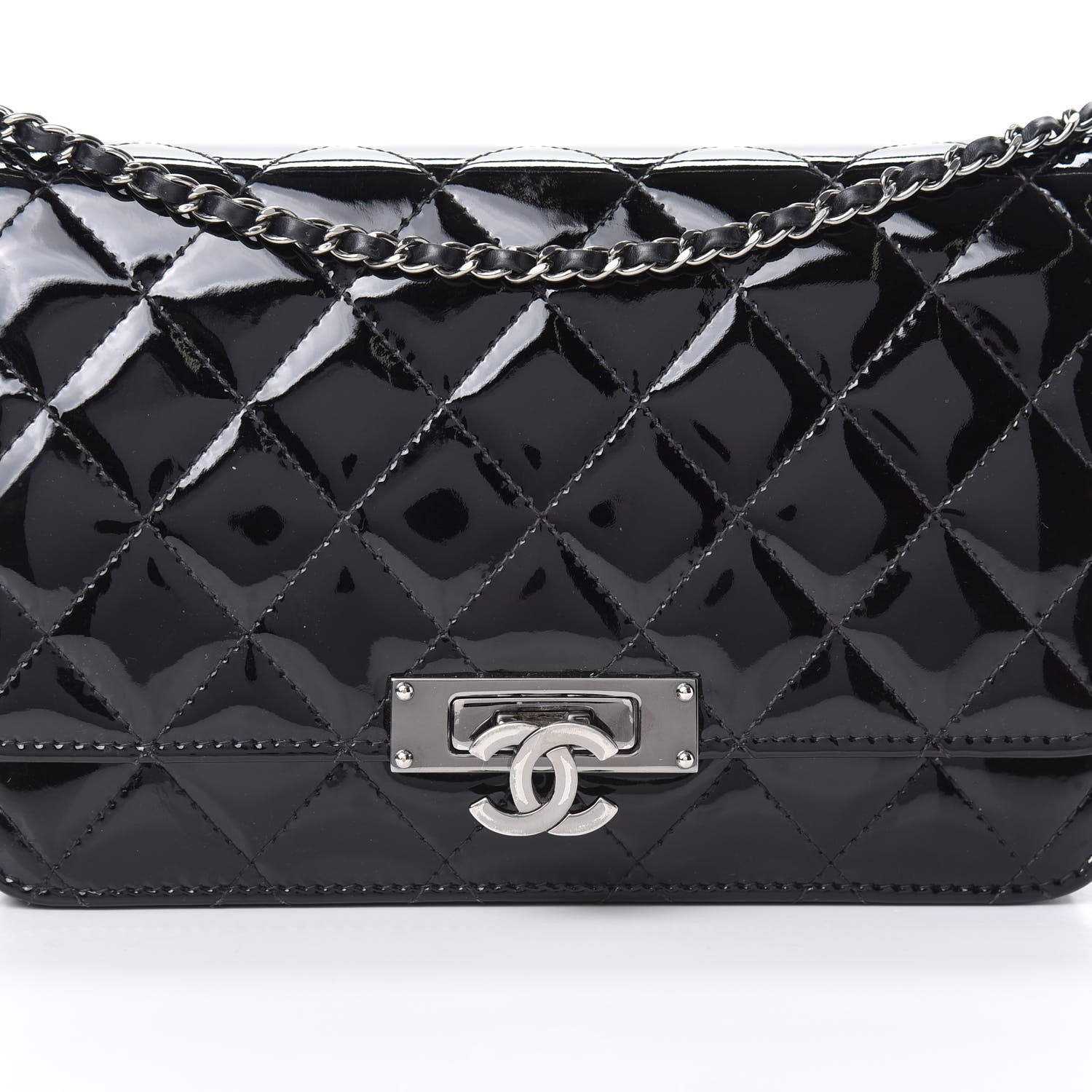 Chanel Patent Quilted Golden Class Wallet on Chain WOC Black 9 of 16