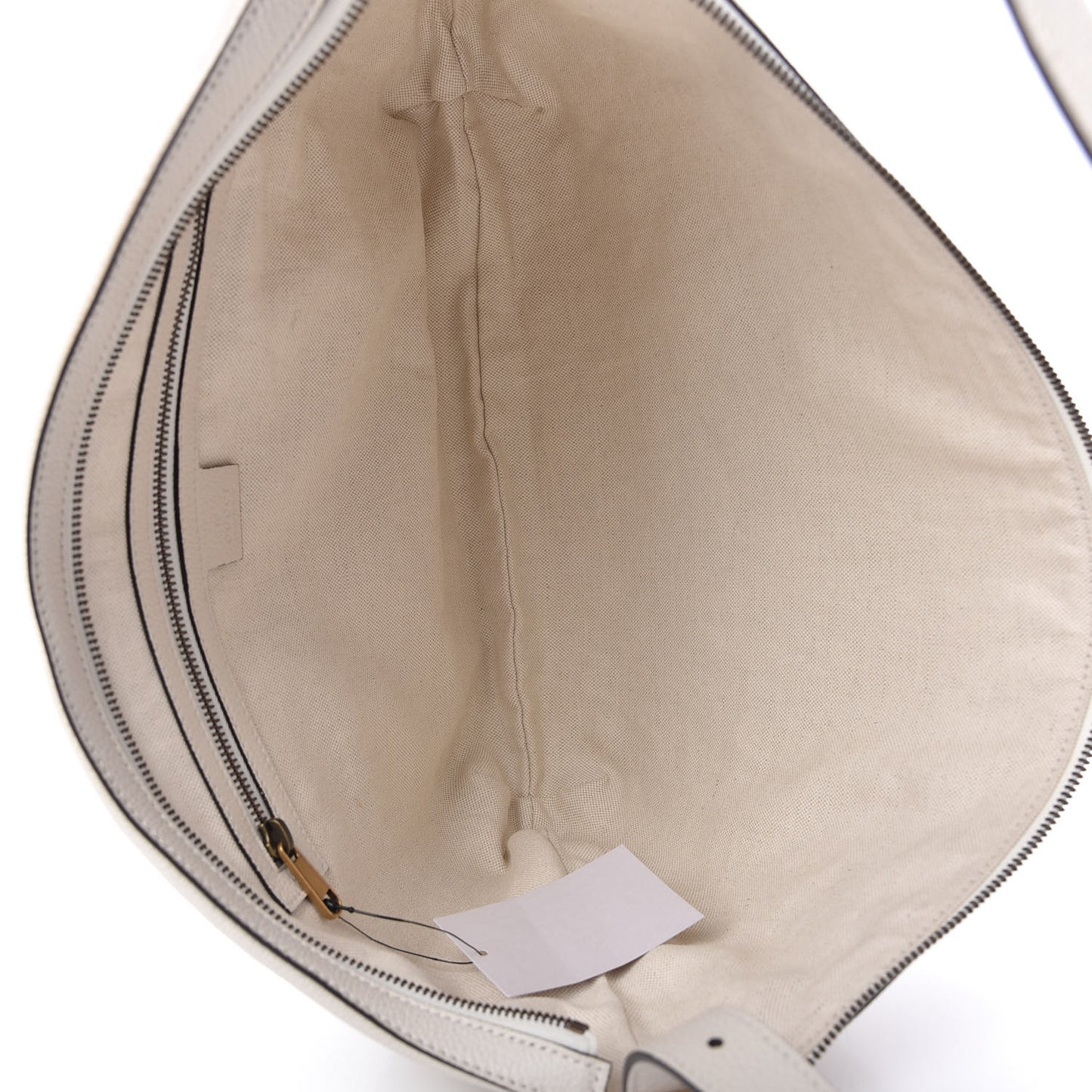 Grained Calfskin Logo Half Moon Hobo White