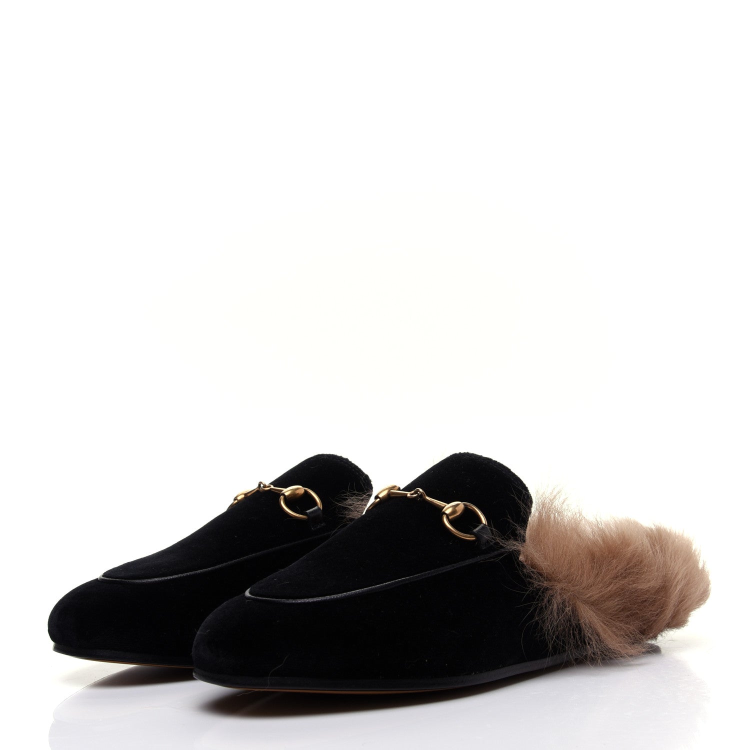Gucci Velvet Fur Womens Princetown Slippers 35.5 Black 4 of 10