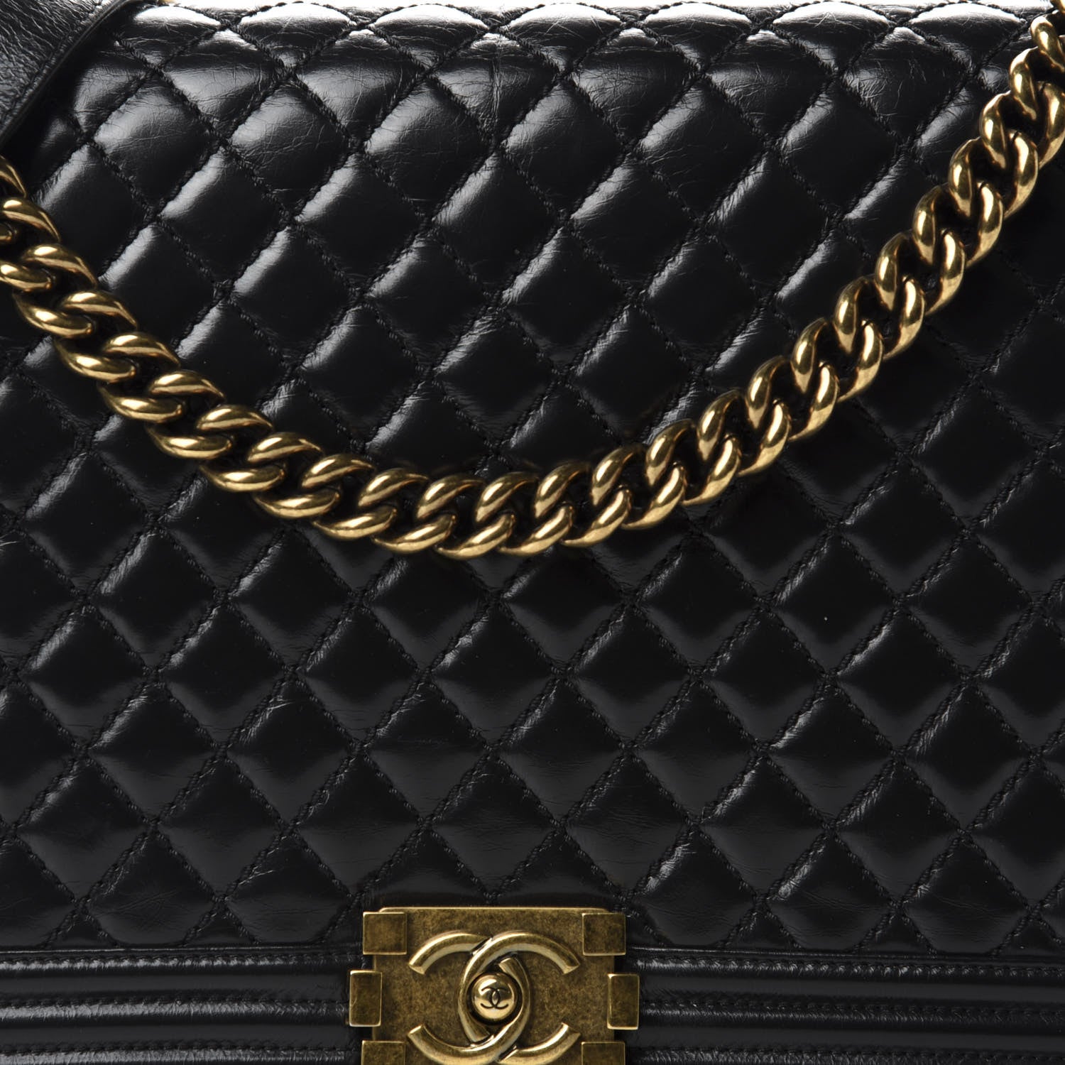 Chanel Glazed Calfskin Quilted Large Boy Flap Black 12 of 12