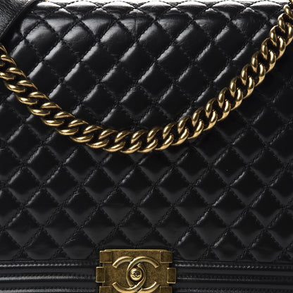 Chanel Glazed Calfskin Quilted Large Boy Flap Black 12 of 12
