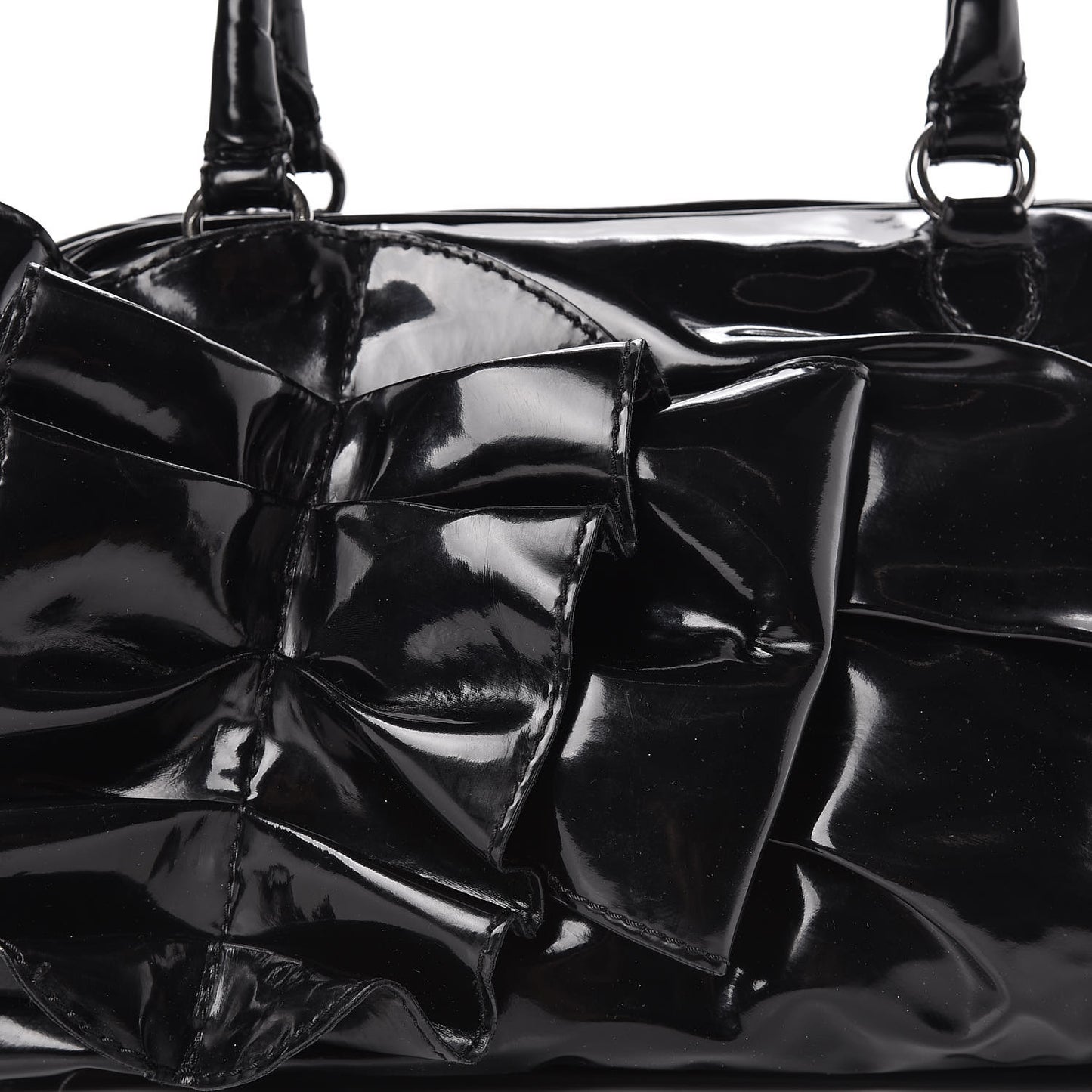 Patent Lacca Bow Bowler Tote Black