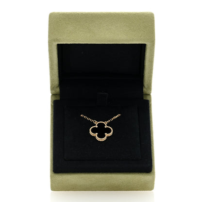 Van Cleef & Arpels 18K Yellow Gold Black Onyx Vintage Alhambra Pendant Necklace 5 of 5