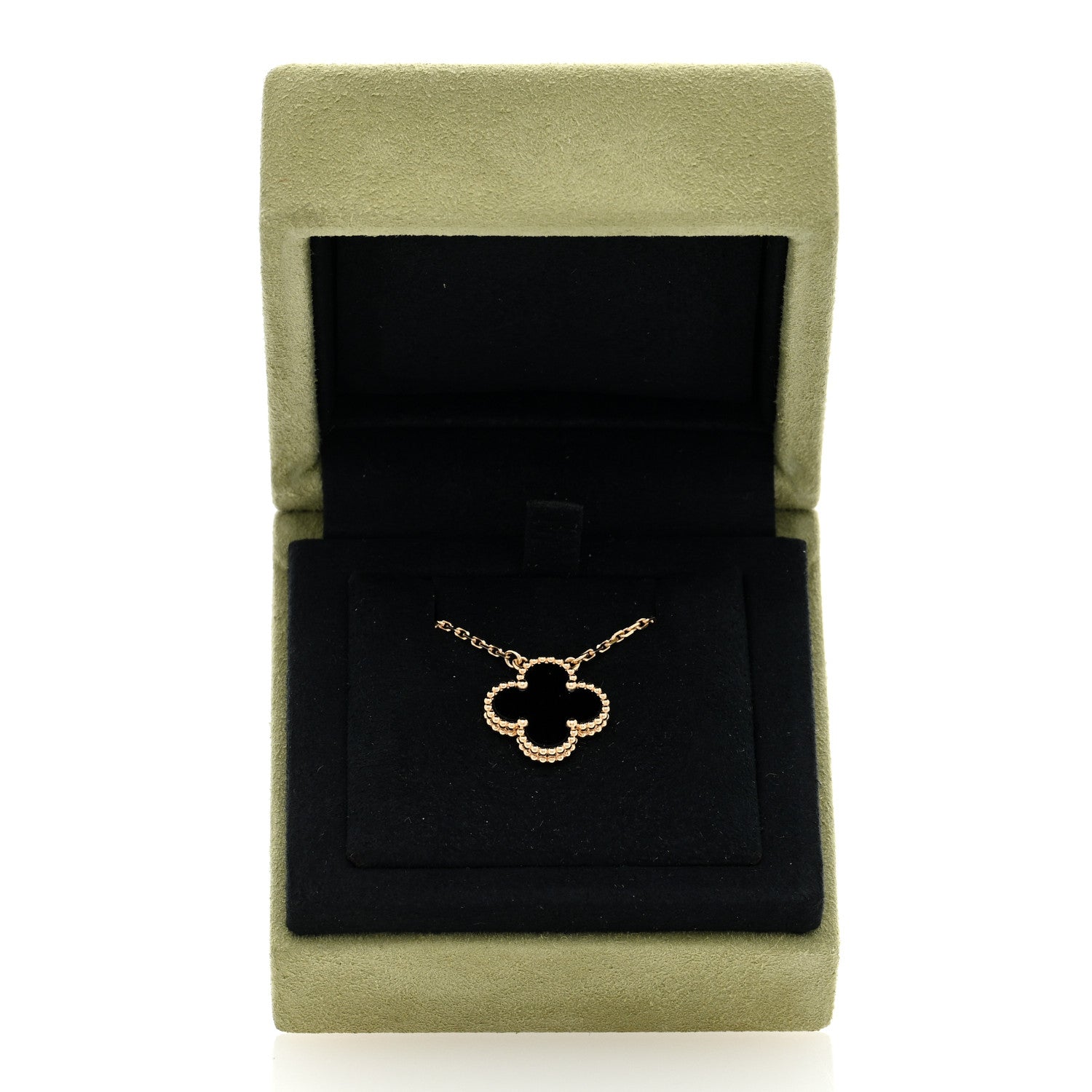 Van Cleef & Arpels 18K Yellow Gold Black Onyx Vintage Alhambra Pendant Necklace 4 of 4