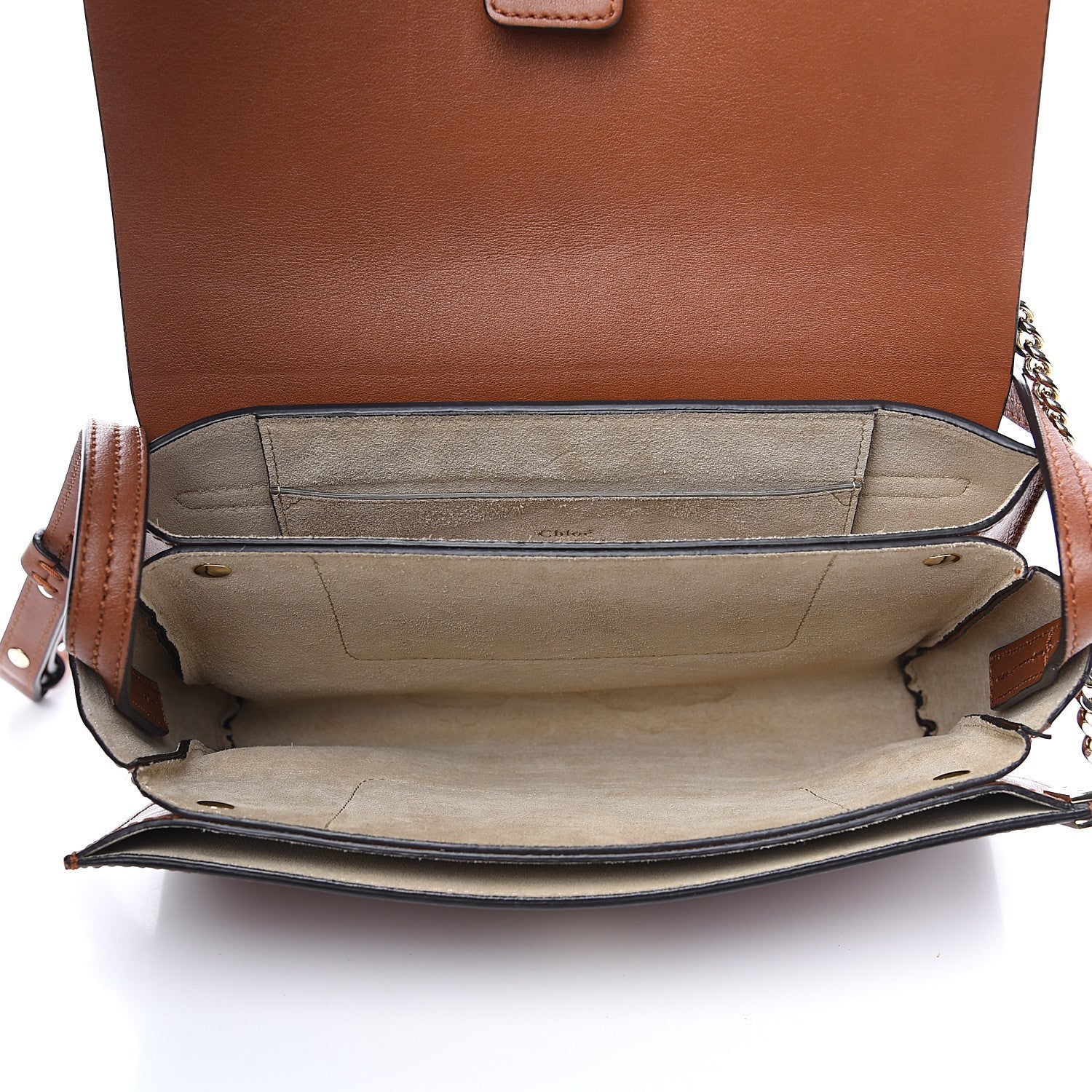 Chloe Suede Calfskin Small Faye Shoulder Bag Tobacco 4 of 13