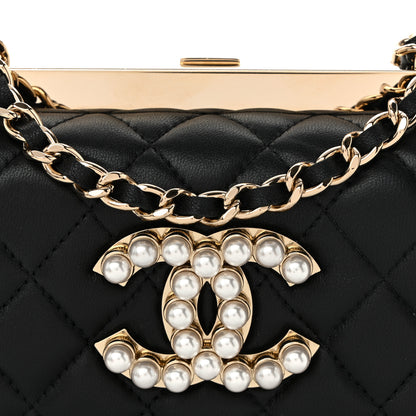 Chanel Lambskin Quilted Pearl CC Vanity Case Black 8 of 10
