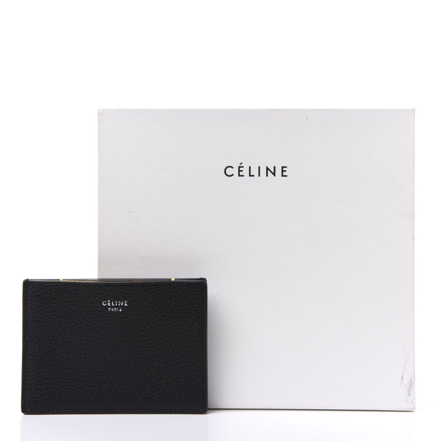 Celine Drummed Calfskin Gusset Card Holder Black 9 of 9