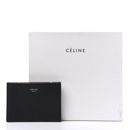 Celine Drummed Calfskin Gusset Card Holder Black 9 of 9