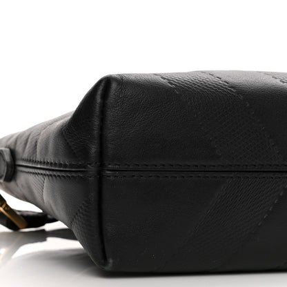 Burberry Calfskin Check Embossed Small Chichester Crossbody Clutch Bag Black 9 of 10