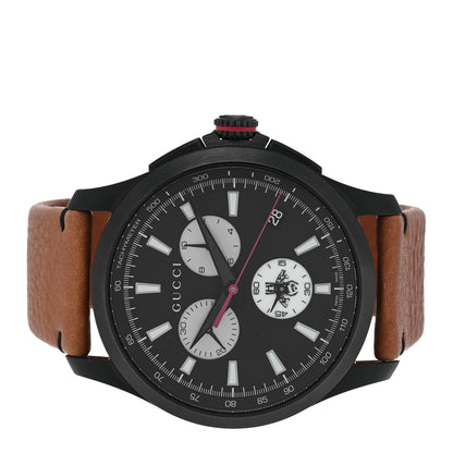 Gucci PVD Stainless Steel Calfskin 44mm G-Timeless Chronograph Bee Quartz Watch Black 2 of 5