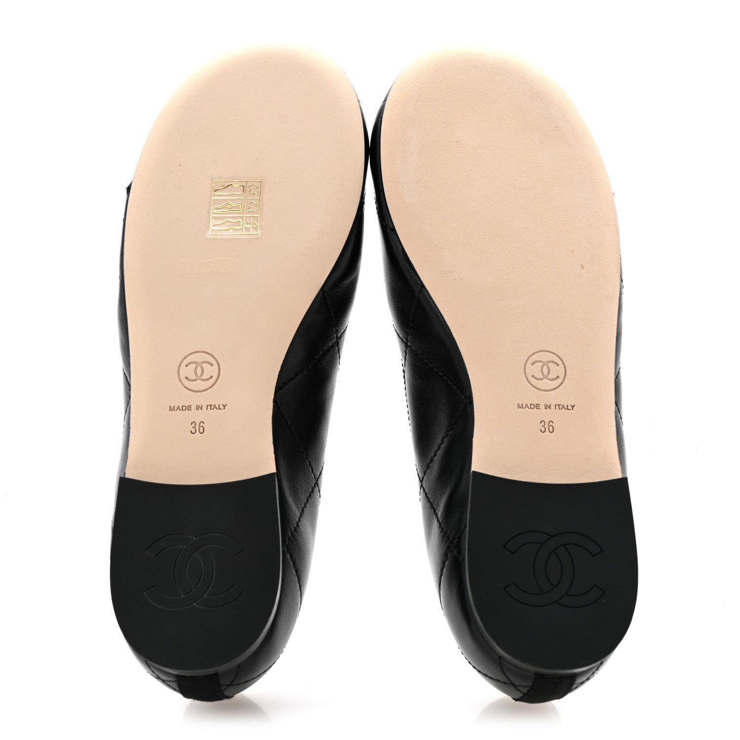 Chanel Lambskin Quilted CC Cambon Ballet Flats 36 Black White 6 of 10