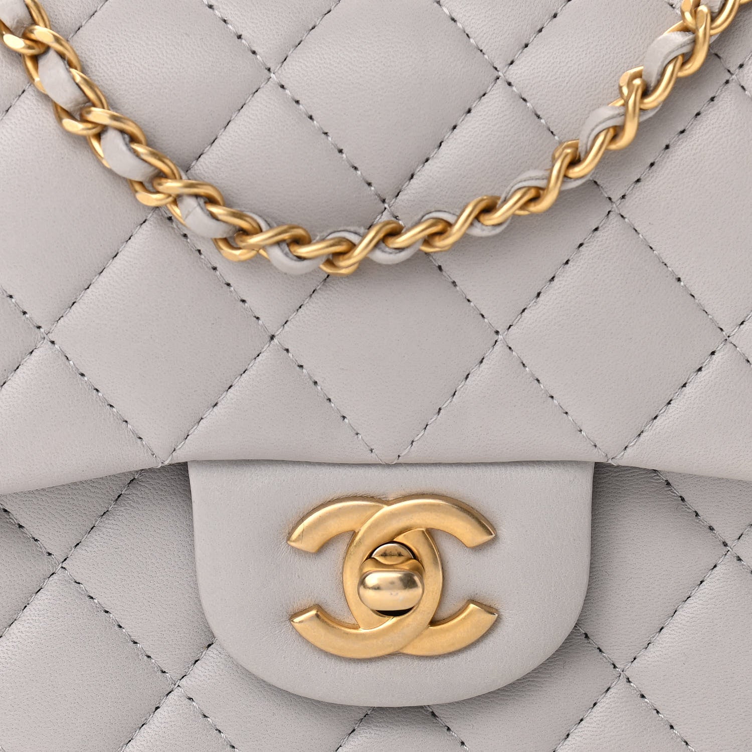 Chanel Lambskin Quilted Mini Top Handle Rectangular Flap Grey 8 of 10