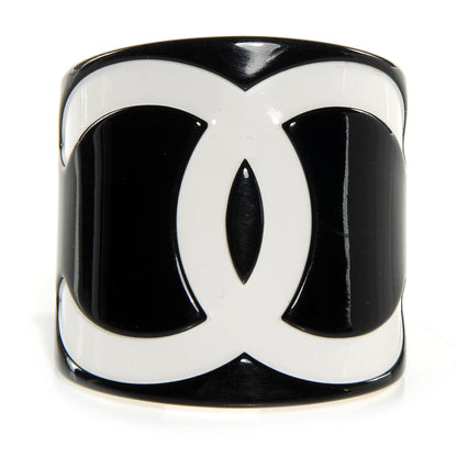 Chanel Resin CC Cuff Black White 1 of 6