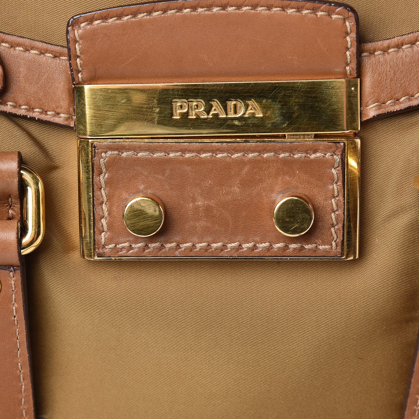 Tessuto Nylon Calfskin Shoulder Bag Brown