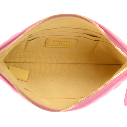 Chanel Lambskin Quilted Zipped Pouch Pink Yellow 5 of 9