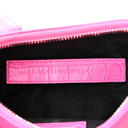 Balenciaga Extra Supple Calfskin Crocodile Embossed XS Le Cagole Shoulder Bag Lipstick Pink 7 of 10