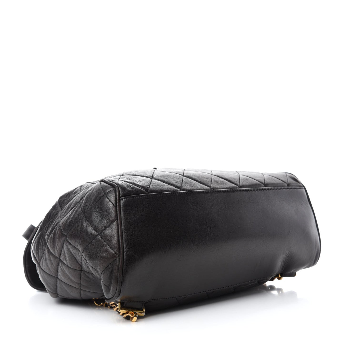 Lambskin Quilted Drawstring Backpack Black
