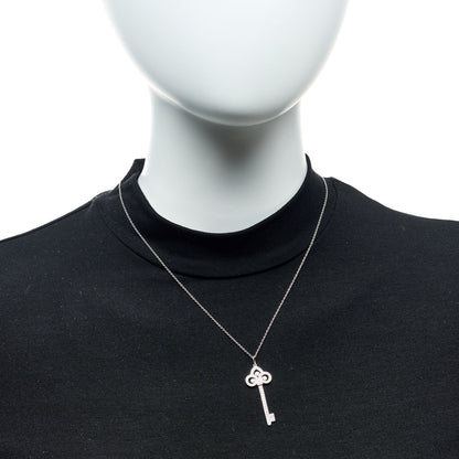 Tiffany Platinum Diamond .41ct Fleur De Lis Key Pendant Necklace 2 of 7