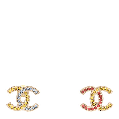 Chanel Crystal CC Earrings Gold Multicolor 1 of 4