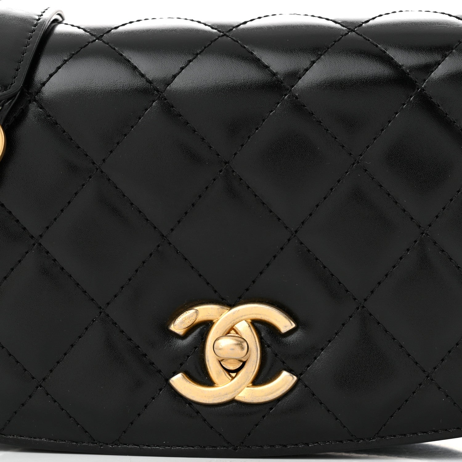 Chanel Shiny Calfskin Quilted Suede Goatskin Mini Messenger Black 8 of 10